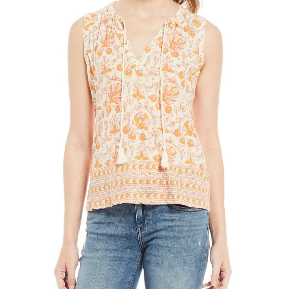 Lucky Brand Woodblock Print Tank Top NWT